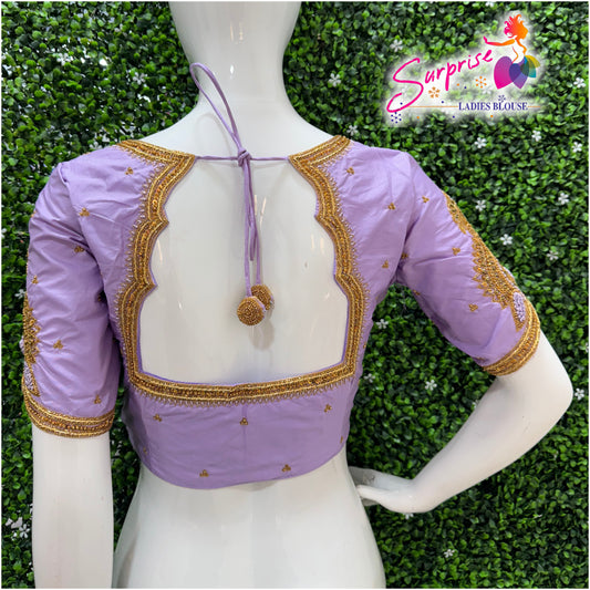 Designer handwork Ari work blouse Lavender color