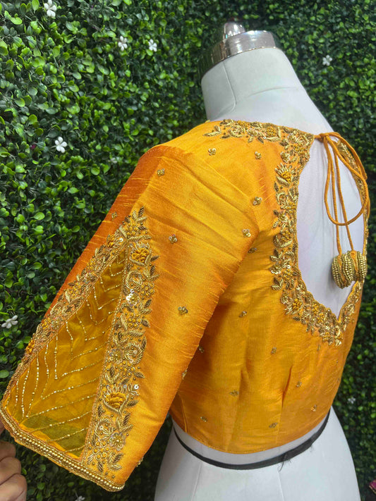 Handwork designer Ari work blouse yellow color