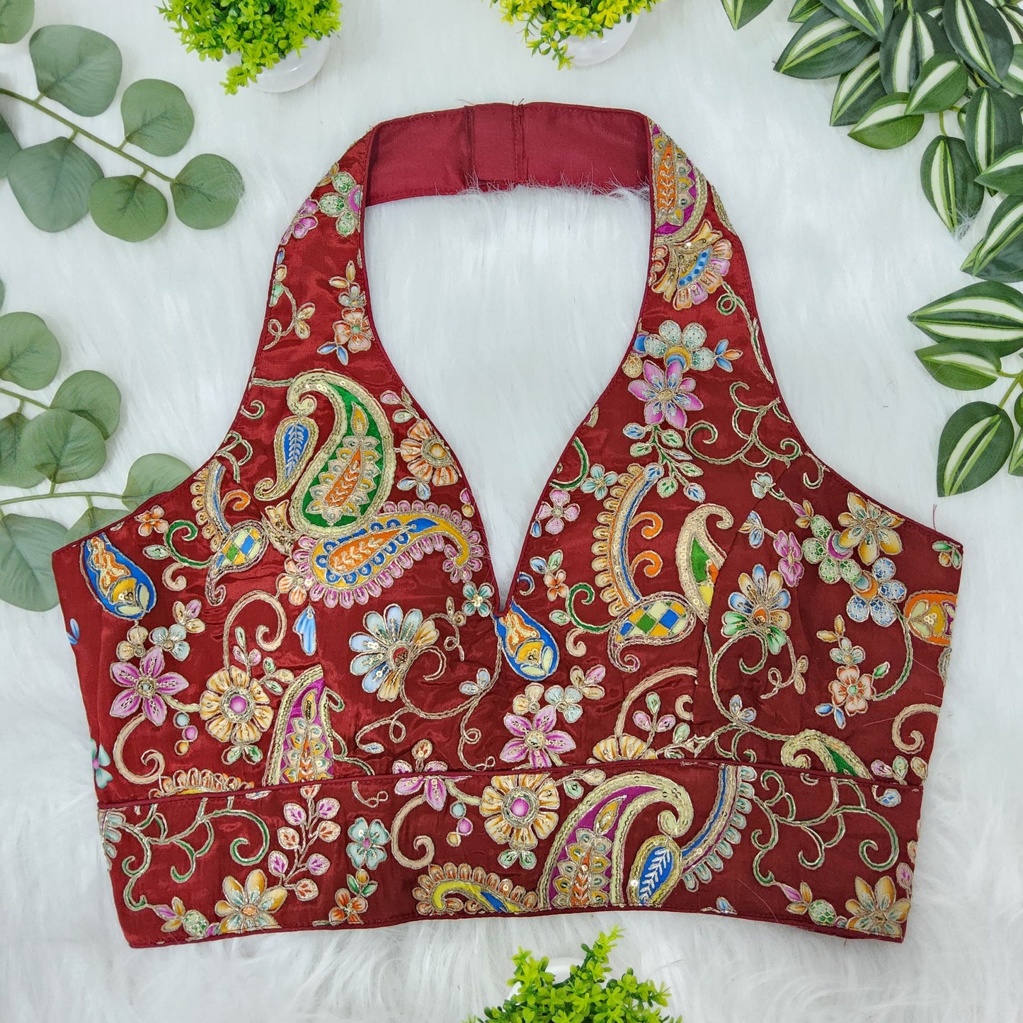 Multicolour alter neck blouse