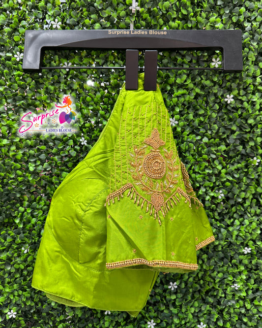 Designer handwork Ari work blouse Green color