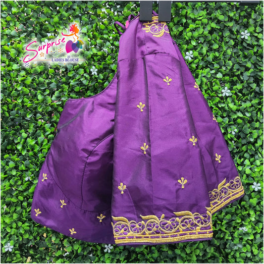 Machine work designer Readymade blouse purple color