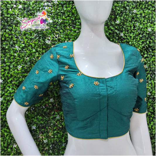 Simple handwork  readymade blouse  Green color