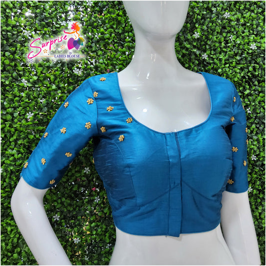 Simple handwork  readymade blouse  blue color