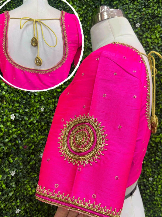 Simple Handwork Blouse Pink