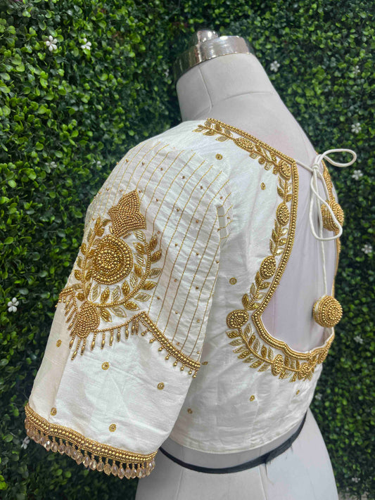 Handwork designer Ari work blouse Cream/ off white color