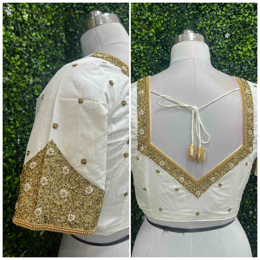 Handwork designer Ari work blouse Cream/ off white color
