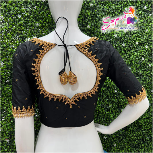 Designer handwork Ari work blouse Black color