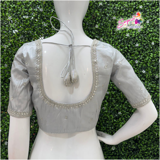 Designer handwork Ari work blouse Silver color