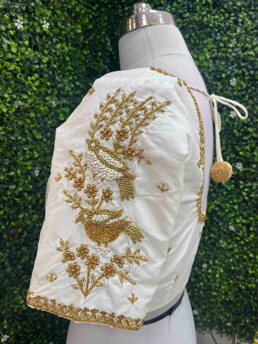Handwork designer Ari work blouse Cream/ off white color
