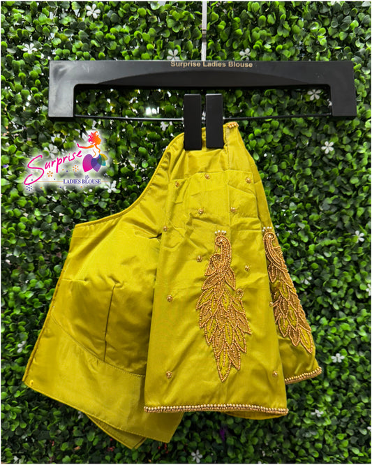 Designer handwork Ari work blouse Green color
