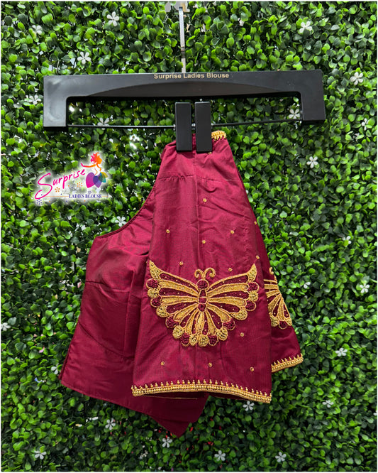 Designer handwork Ari work blouse maroon color