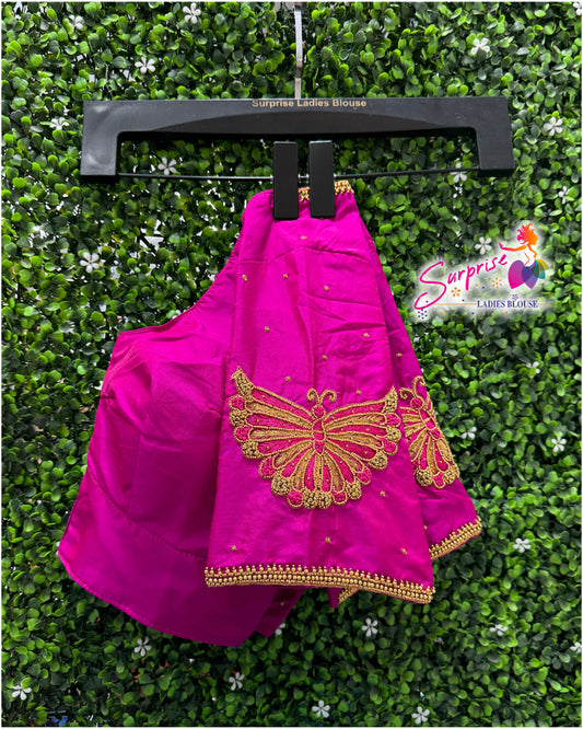 Designer handwork Ari work blouse pink color