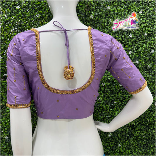 Designer handwork Ari work blouse lavender color
