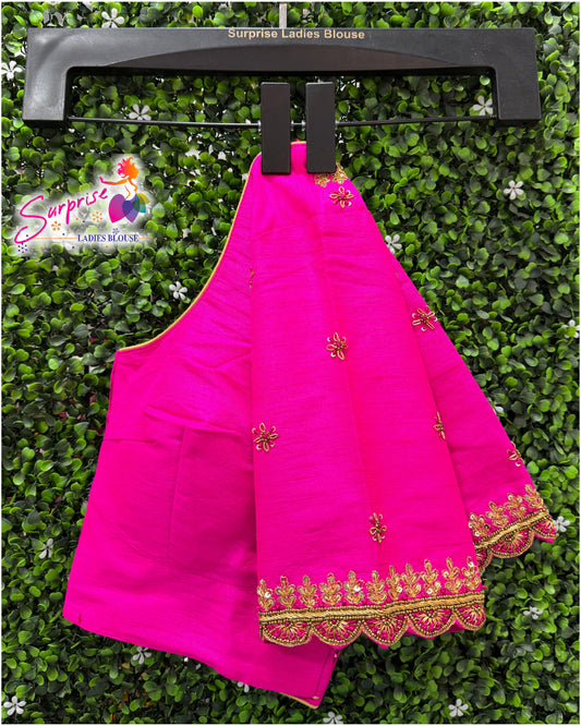 Handwork designer Ari work Readymade Blouse  Pink color