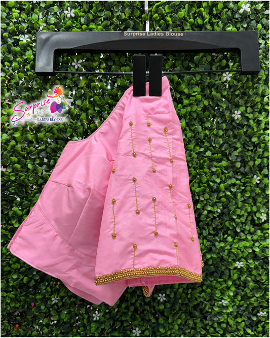 Designer handwork Ari work blouse baby pink color