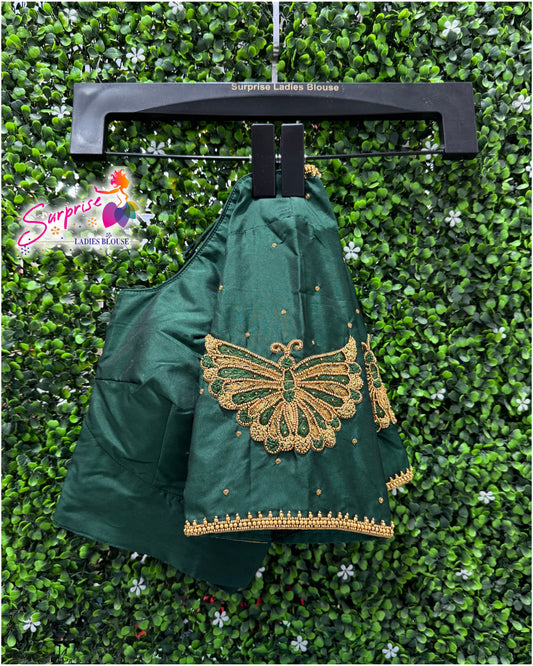 Designer handwork Ari work blouse Green color