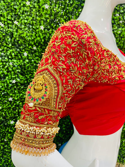 Bridal Handwork blouse Red colour