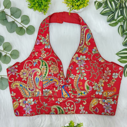 Multicolour alter neck blouse