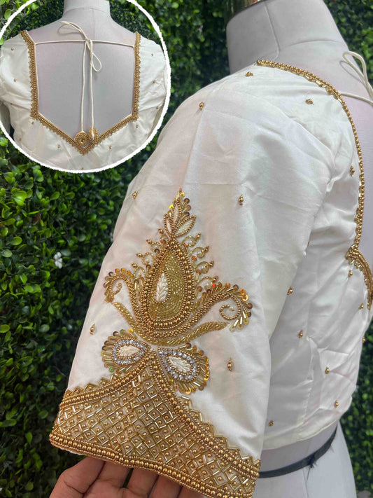 Handwork designer Ari work blouse Cream/ off white color