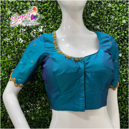 Handwork designer Ari work blouse  blue color