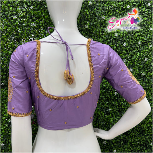 Designer handwork Ari work blouse Lavender color