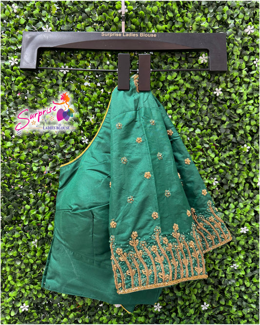 Designer handwork Ari work blouse Green color