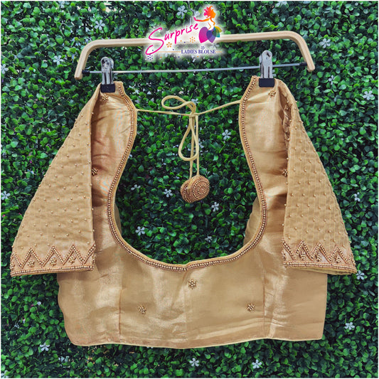 Simple handwork  readymade blouse  gold color