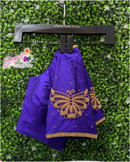 Designer handwork Ari work blouse Blue color