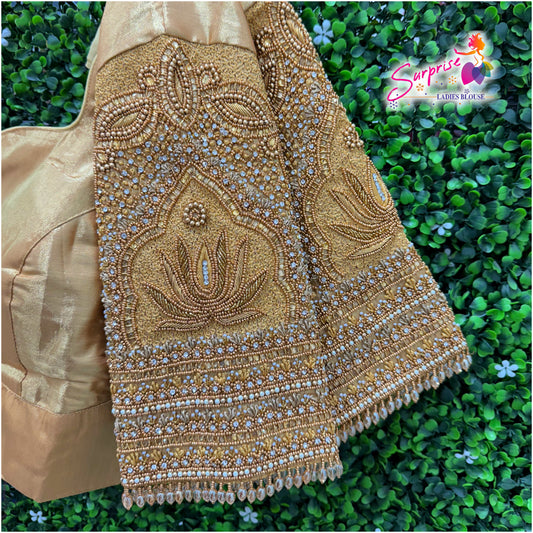 Bridal  handwork  readymade blouse  gold color