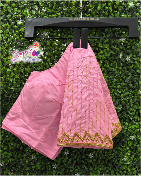Designer handwork Ari work blouse Baby pink color