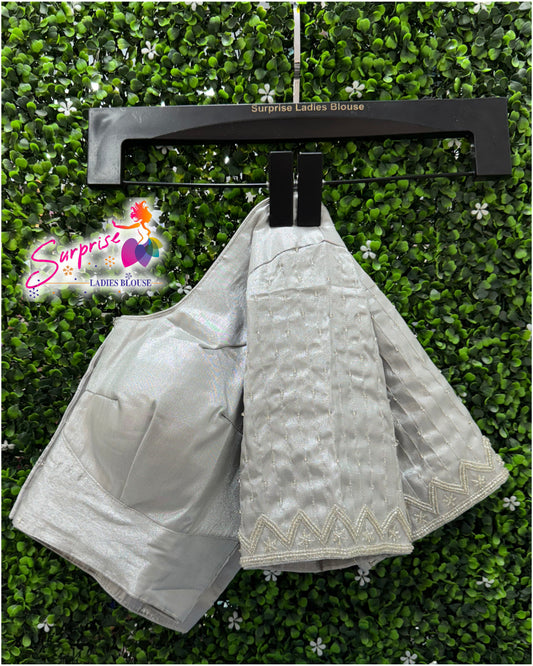 Designer handwork Ari work blouse Silver color