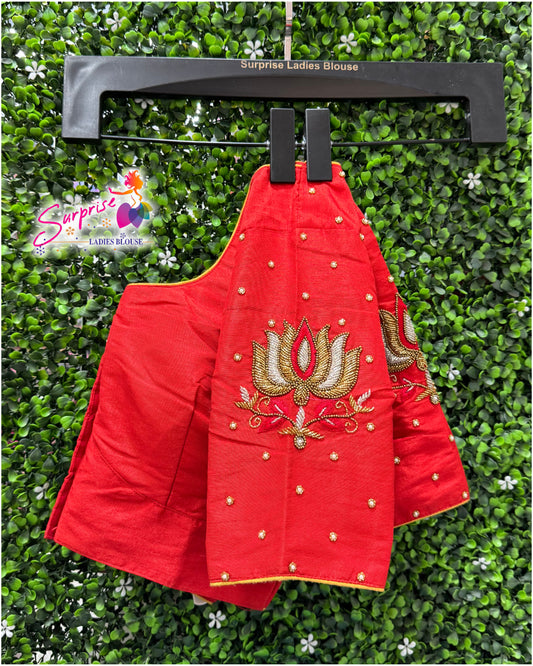 Designer handwork Ari work blouse Red color