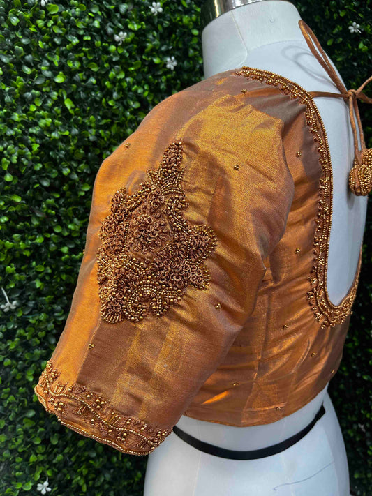 Handwork designer Ari work blouse copper color