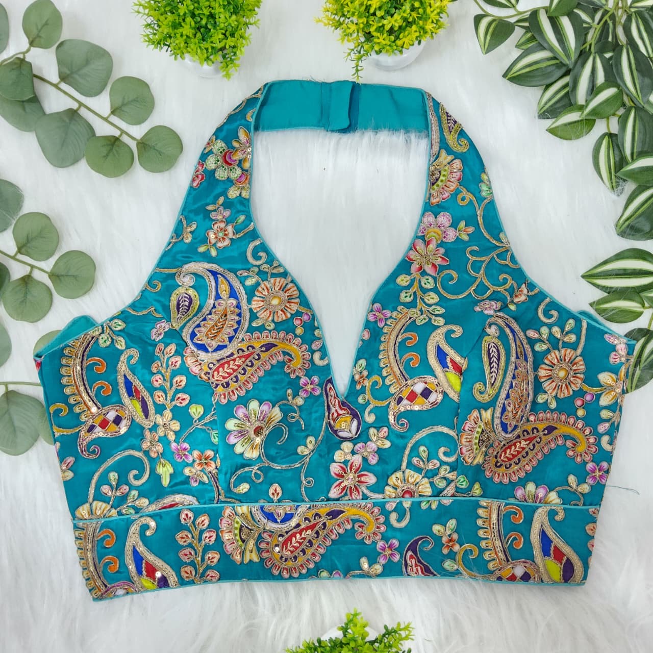 Multicolour alter neck blouse
