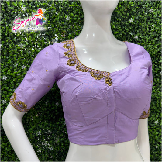 Designer handwork Ari work blouse Lavender color