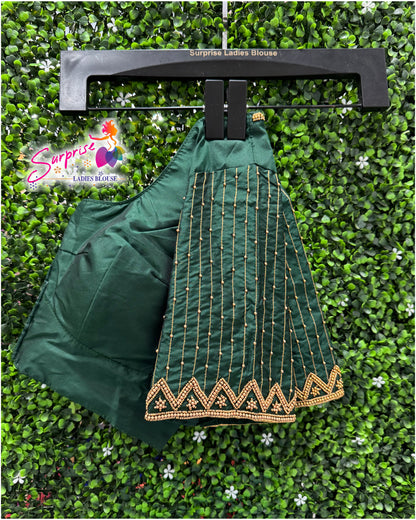 Designer handwork Ari work blouse Green color