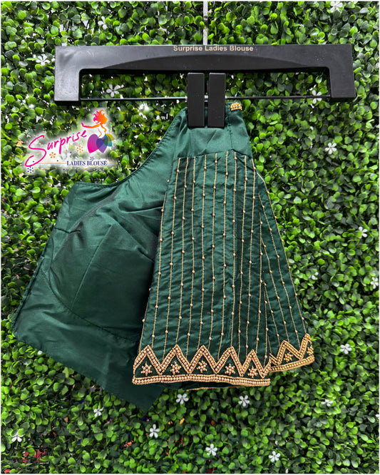 Designer handwork Ari work blouse Green color