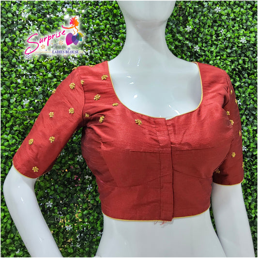 Simple handwork  readymade blouse  maroon color
