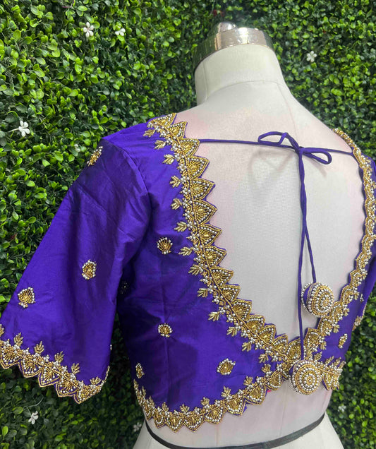 Handwork designer Ari work blouse purple color