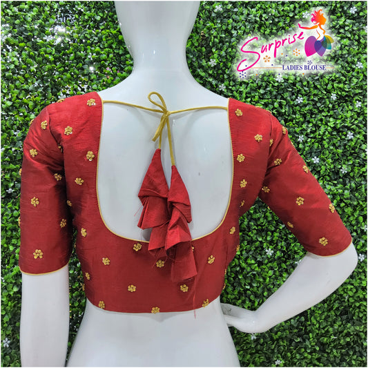 Simple handwork  readymade blouse  maroon color