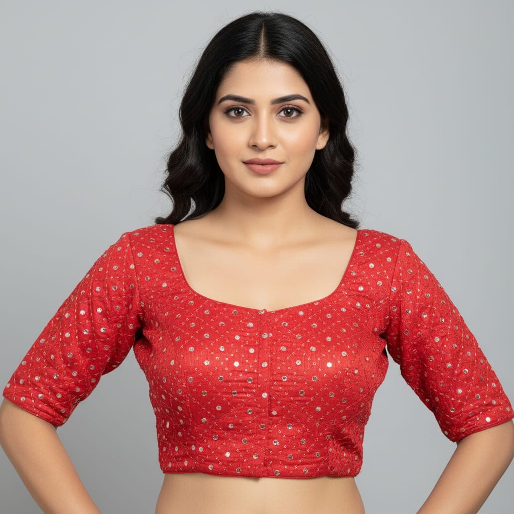 Mirror work fancy blouse