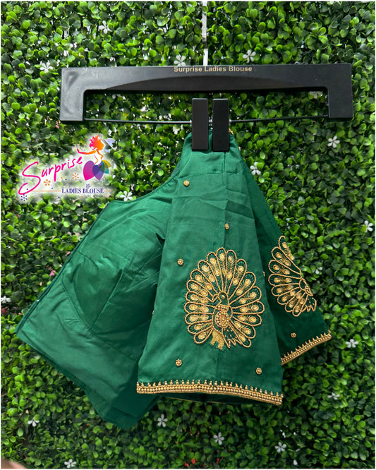 Designer handwork Ari work blouse Green color
