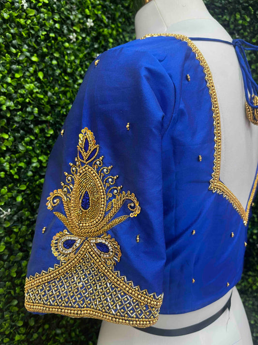 Handwork designer Ari work blouse blue color