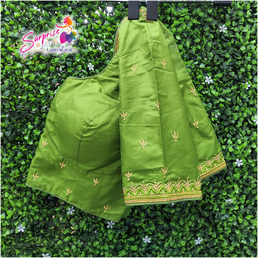 Machine work designer Readymade blouse green color
