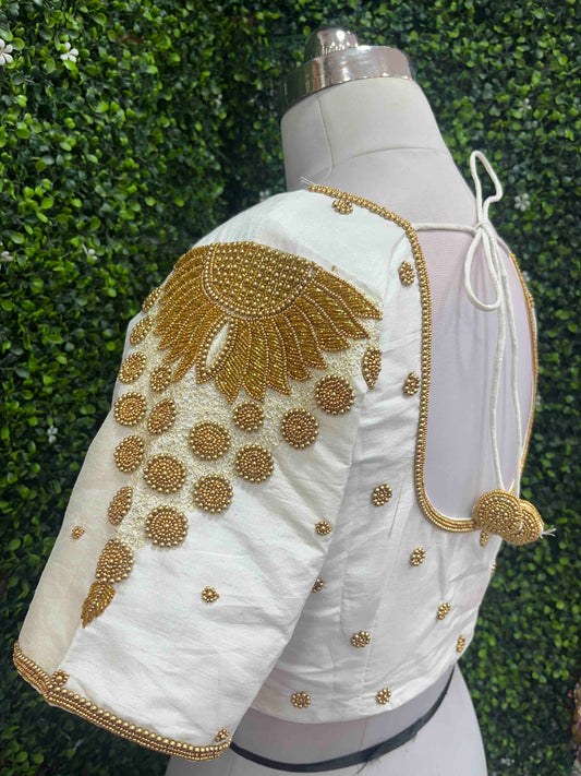 Handwork designer Ari work blouse Cream/ off white color
