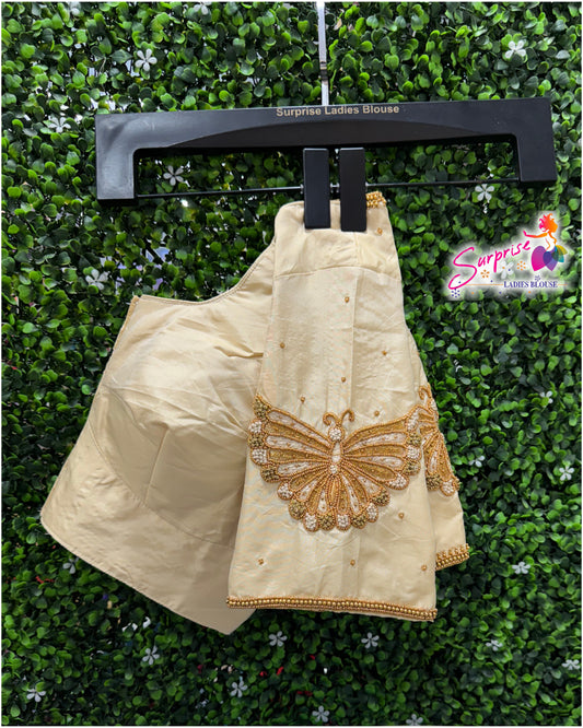 Designer handwork Ari work blouse Cream color