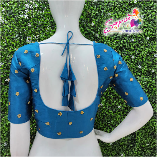 Simple handwork  readymade blouse  blue color