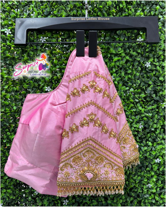 Designer handwork Ari work blouse Baby Pink color