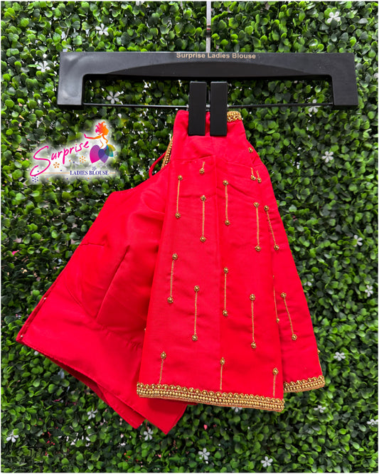 Designer handwork Ari work blouse red color