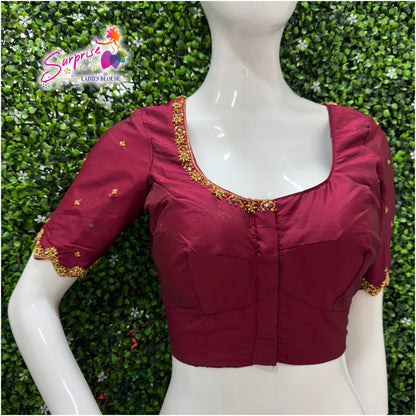 Handwork designer Ari work blouse  maroon color